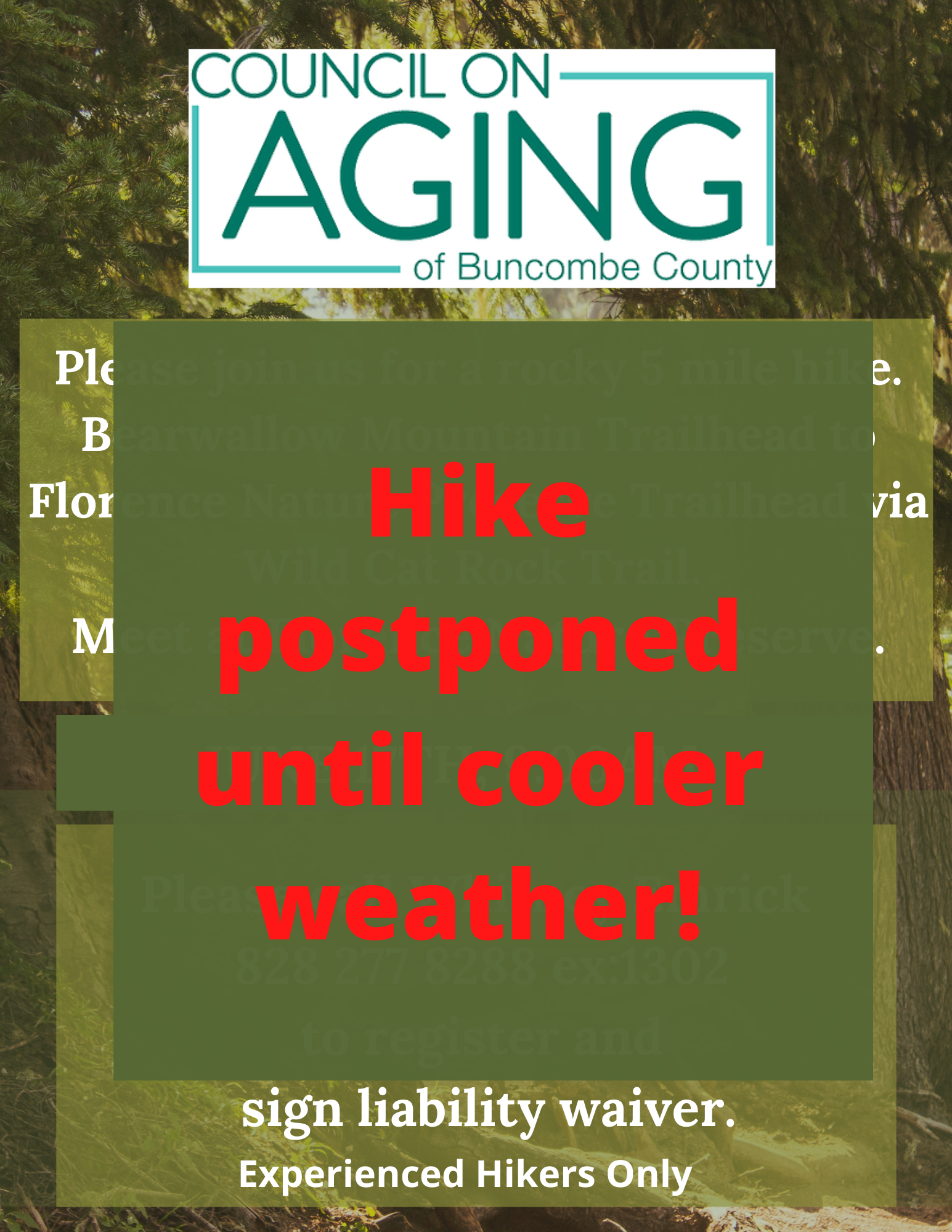 COUNCIL ON AGING - 5 MILE HIKE - postponed